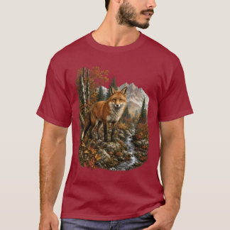 Prachtige herfstvos bij bergstroom t-shirt
