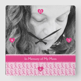 Prachtige herinnering voor aangepast roze lint vierkante klok