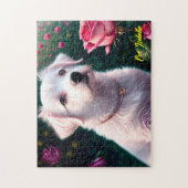 Prachtige hond en Roos Collectie Legpuzzel (Verticaal)