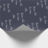 Prachtige Ink Blue Indigo & White Custom Name, Tex Cadeaupapier (Hoek)