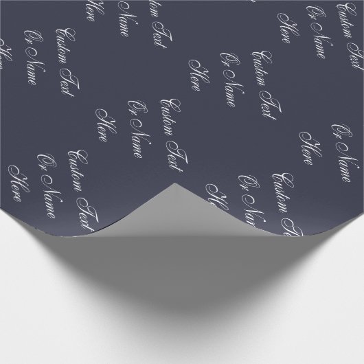 Prachtige Ink Blue Indigo & White Custom Name, Tex Cadeaupapier (Hoek)