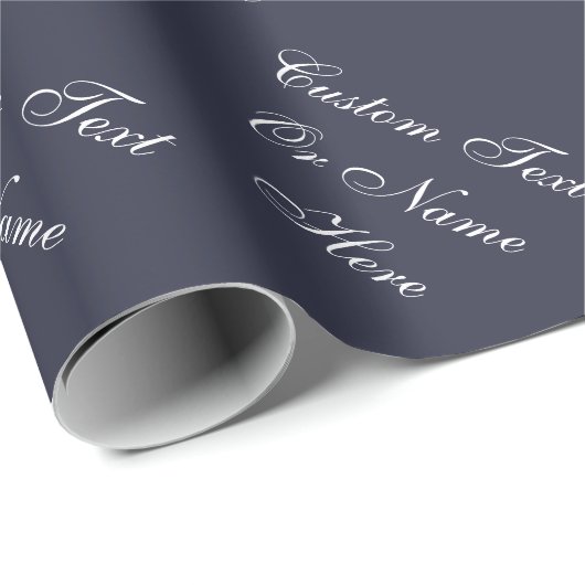 Prachtige Ink Blue Indigo & White Custom Name, Tex Cadeaupapier (Rol Hoek)