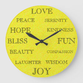 Prachtige Inspirerend woorden Design Yellow Grote Klok