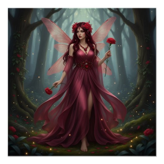 Prachtige januari Granaat Fairy Perfect Poster (Voorkant)