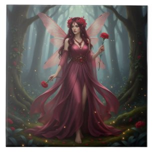 Prachtige januari Granaat Fairy Tegeltje