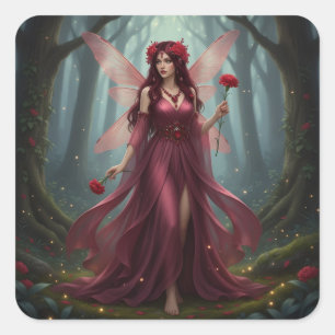 Prachtige januari Granaat Fairy Vierkante Sticker