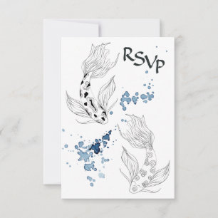 Prachtige Japanse Koi Fish Swimming Weddenschap RSVP Kaartje
