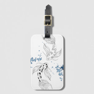 Prachtige Japanse Koi-viszwemmen Bagagelabel