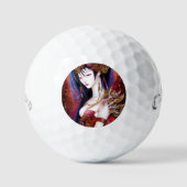 Prachtige Japanse meisjes Gothic Fantasy Triptych Golfballen (Voorkant)