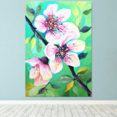 Prachtige Japanse Sakura Cherry Tree Flowers Canvas Afdruk (Insitu (Houten vloer))