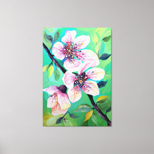 Prachtige Japanse Sakura Cherry Tree Flowers Canvas Afdruk