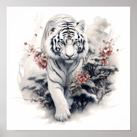 Prachtige Japanse stijl kunst witte tijger print