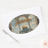 Prachtige Jerusalem-koepel van het Rock Design Ovale Sticker (Envelop)