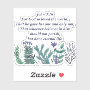 Prachtige John 3:16 Bijbel Verse Christelijke Flor Sticker