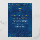 Prachtige Joodse Stary Sky Wedding REAL Folie Uitnodiging (Voorkant)