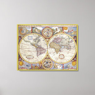 Prachtige  kaart van Art Old World Canvas Afdruk