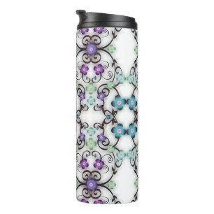 Prachtige kantachtige uitzicht van blauwe violette thermosbeker