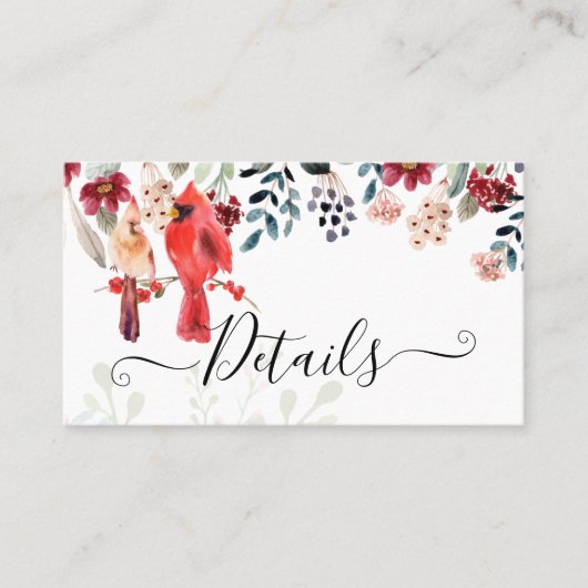 Prachtige KARDINAAL Vogels Trouwen Visitekaartje (Voorkant)