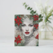 Prachtige kerst dame briefkaart (Staand voorkant)