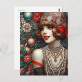 Prachtige kerst Flapper Vrouw Briefkaart (Voorkant / Achterkant)