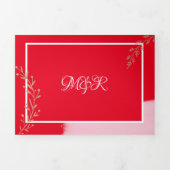 Prachtige Kerst Roze Gouden Takjes Rode Bruiloft Drieluik Uitnodiging (Cover)