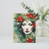 Prachtige kerst vrouw briefkaart (Staand voorkant)