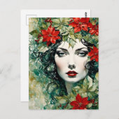 Prachtige kerst vrouw briefkaart (Voorkant / Achterkant)