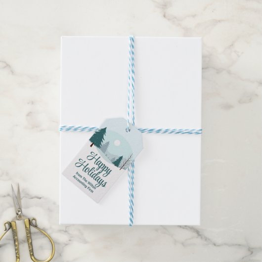 Prachtige kerstbomen Winterfeest Cadeaulabel (Met Touw)