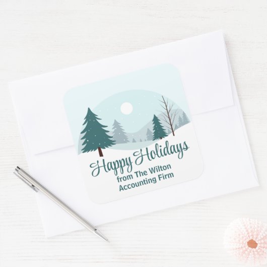 Prachtige kerstbomen Winterfeest Vierkante Sticker (Envelop)