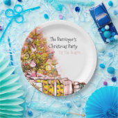 Prachtige kerstfeestdag roze papieren bordje (Feest)