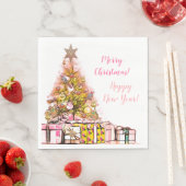 Prachtige kerstfeestdag roze servet (Insitu)