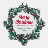 Prachtige kerstkrans Vrolijke kerstfoto Ornament Kaart (Voorkant)