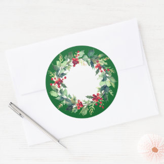 Prachtige kerststickers krans ronde sticker
