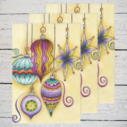 Prachtige kerstversieringen van glas inpakpapier vel