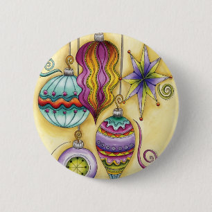 Prachtige kerstversieringen van glas ronde button 5,7 cm