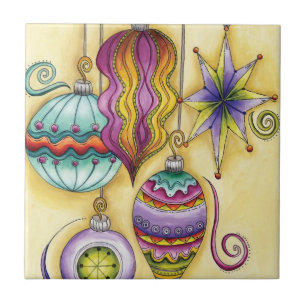 Prachtige kerstversieringen van glas tegeltje