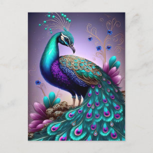 Prachtige kleurige Peacock Peafowl Bird Willife Briefkaart