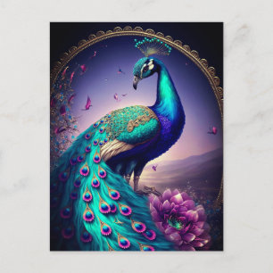 Prachtige kleurige Peacock Peafowl Bird Willife Briefkaart