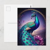 Prachtige kleurige Peacock Peafowl Bird Willife Briefkaart (Voorkant / Achterkant)