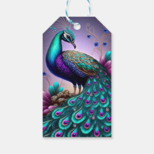 Prachtige kleurige Peacock Peafowl Bird Willife Cadeaulabel