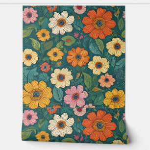 Prachtige kleurrijke bloemenstijl Van Gogh Natuur Behang