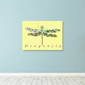 Prachtige kleurrijke dragonfly-doek canvas afdruk (Insitu (Houten vloer))
