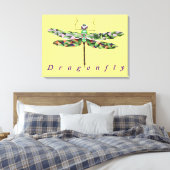 Prachtige kleurrijke dragonfly-doek canvas afdruk (Insitu (Slaapkamer))