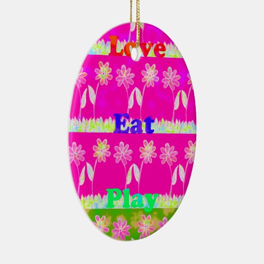 Prachtige kleurrijke Flora-tekst citeert design Keramisch Ornament (Rechts)