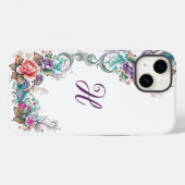 Prachtige kleurrijke Floral-monogrammen Case-Mate iPhone Case (Achterkant (horizontaal))