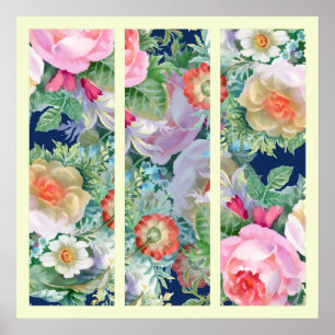 Prachtige kleurrijke Floral Triptych Poster