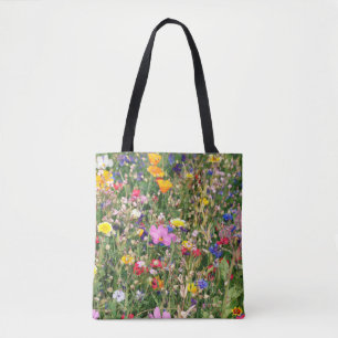 prachtige kleurrijke weide van wilde bloemen draagtas