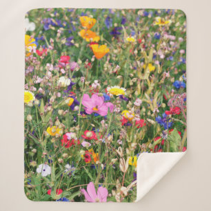 prachtige kleurrijke weide van wilde bloemen sherpa deken