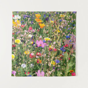 prachtige kleurrijke weide van wilde bloemen wandkleed
