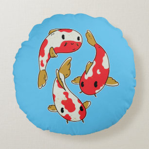 Prachtige koi Fishes Cartoon Design Rond Kussen